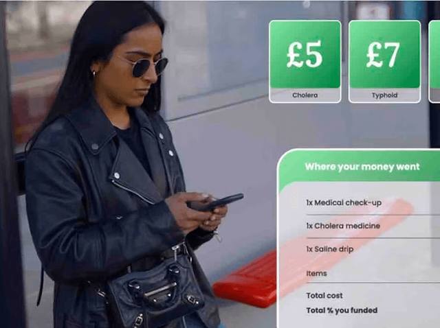A donor viewing the DOGO app, showing an itemised breakdown headed Where your money went with individual costs listed.